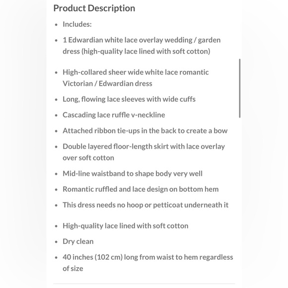 White Victorian Vintage Wedding Dress Edwardian Bridal Dress Premium Lace (1900) - Picture 10 of 10